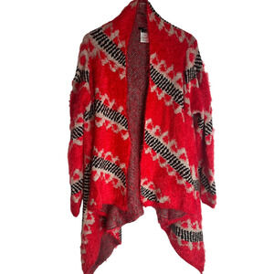 Vertigo Asymmetrical Open Aztec Swing Women's Size XL Cardigan Sweater